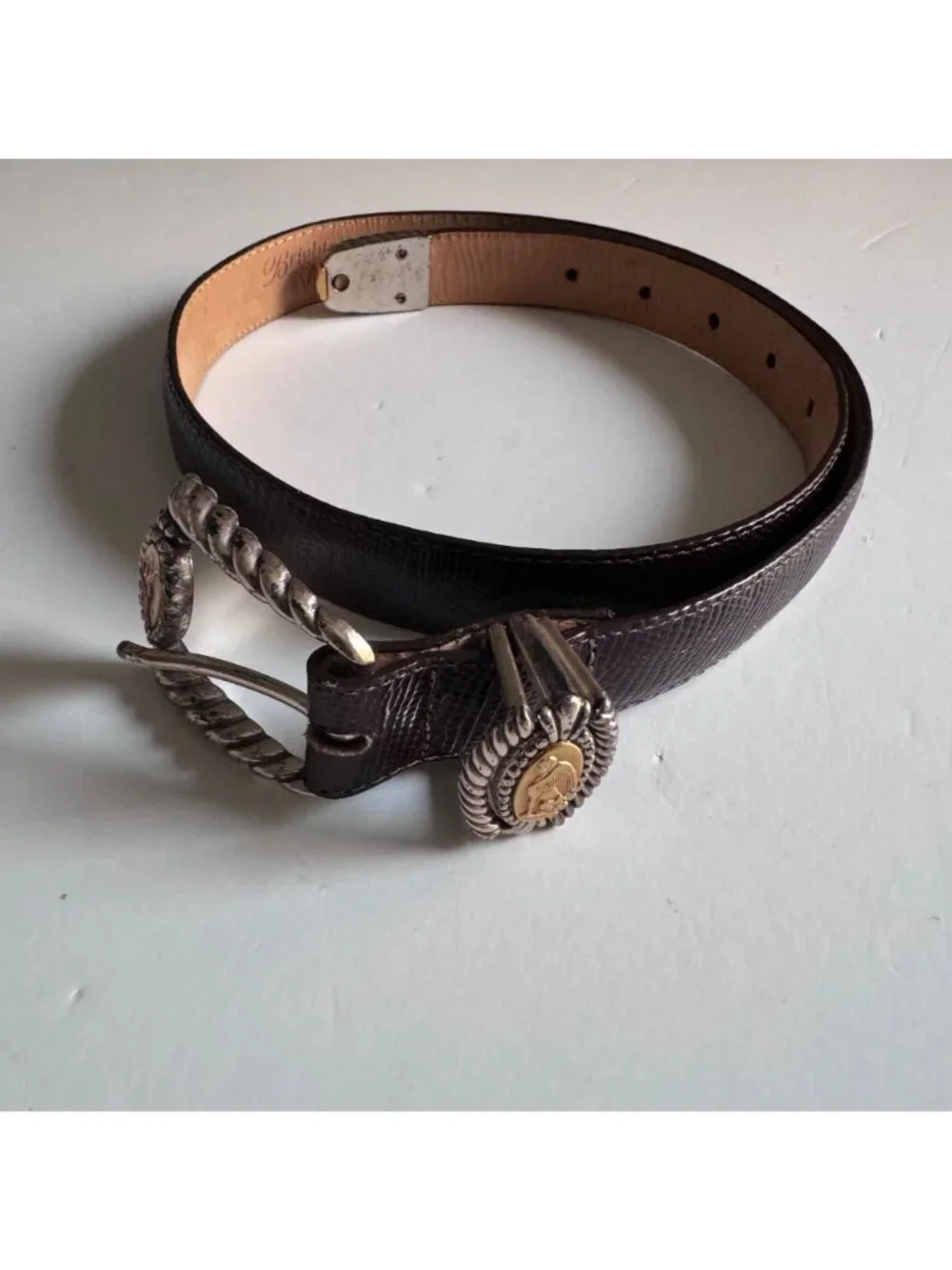 Brighton Brown Leather Belt Museum Collection M 37809 Sphinx Pegasus Vintage 90s - Picture 3 of 16